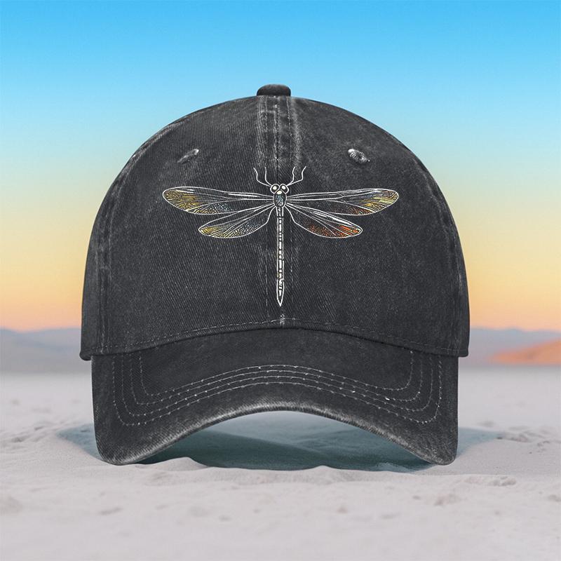 Dragonfly Pattern Printed Baseball Cap Adjustable Size Lightweight Stylish Versatile Classic Cap
