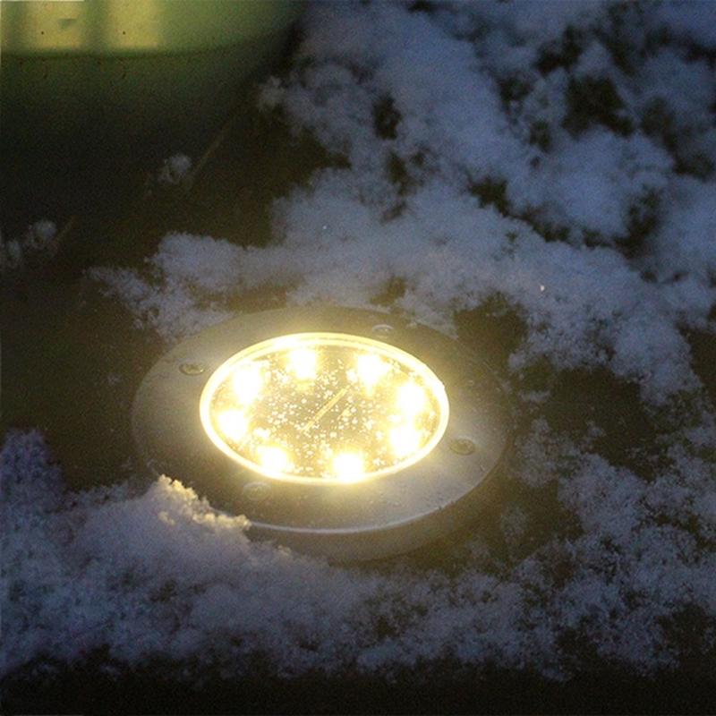 1pcs 12-LED Solar Power Buried Light Under Ground Lamp Outdoor Path Way Garden Decking Warm White Light Lawn Lamp