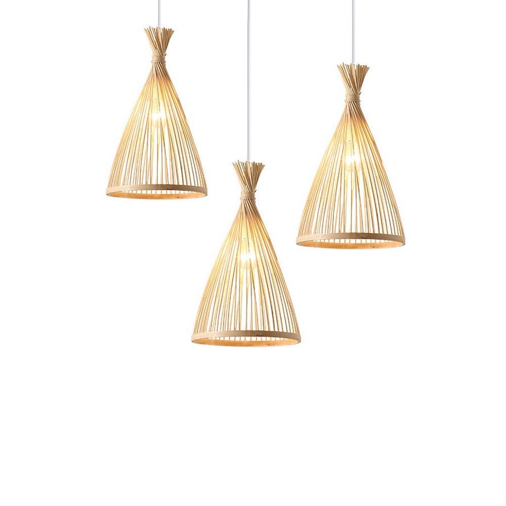 JOYINLED Japanese Style Bamboo Pendant Light Wabi Sabi Rattan Chandelier E27 LED Ceiling Hanging Lamp for Cafe Bar Home Decor
