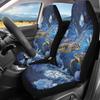 Bulopur Multicolor Polyester Universal Fit Car Truck SUV Van Automotive Seat Covers, 2pcs Front, Hibiscus Floral & Sea Turtle Print
