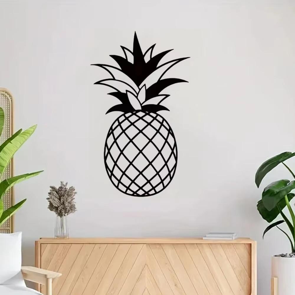 Stunning Black Pineapple Sign! For Home Living Room. Modern Pineapple Metal Wall Decor. Stylish Wall Sculpture and Hanging.