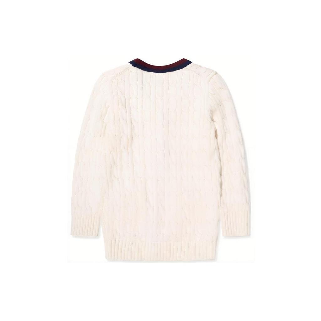 Polo Ralph Lauren Sweater Kids Letter Logo Embroidery Cable Knit Cardigan Kids Sweaters Off-White 313916555-001