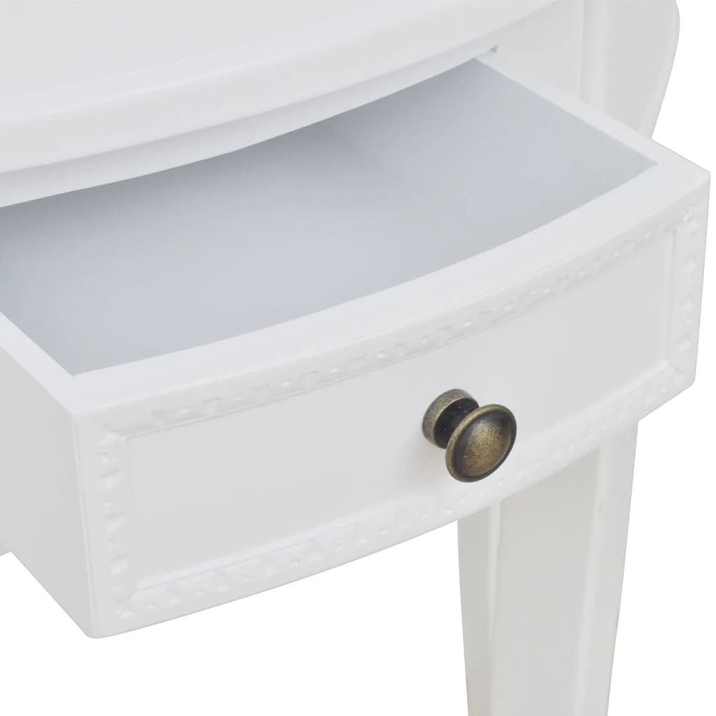 Vidaxl Semi-Circular Console Table With Drawer, White