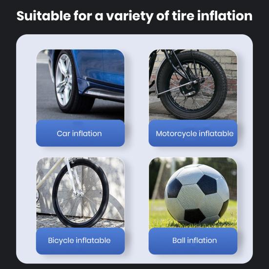 Car Tire Inflator Digital/Pointer Tire Pressure Gauge LED Light Portable Universal Auto Bicycle Motorcycle Tire Pump Electric Air Compressor