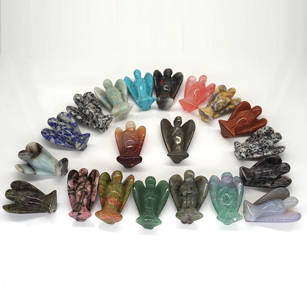 1.5" Guardian Angel Figurine Natural Healing Crystal Statue Home Stone Decor Study Craft Gift Trinket Room Ornament