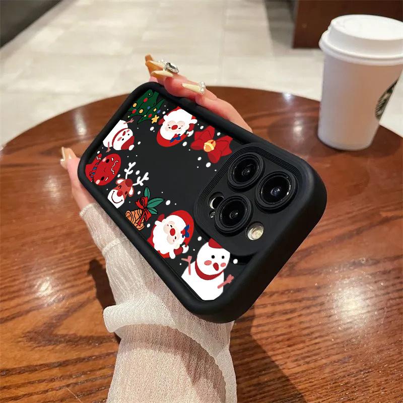 Cartoon Christmas Case For IPhone 11 14 15 Pro Max 13 12 Mini X XR XS Max 6 6S 7 8 Plus New Year Gift Silicone Protection Cover