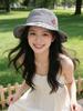 Summer Parent-Child Plaid Heart Wide Brim Sun Hat - Stylish Travel Vacation Fisherman Hat for Kids with Sun Protection