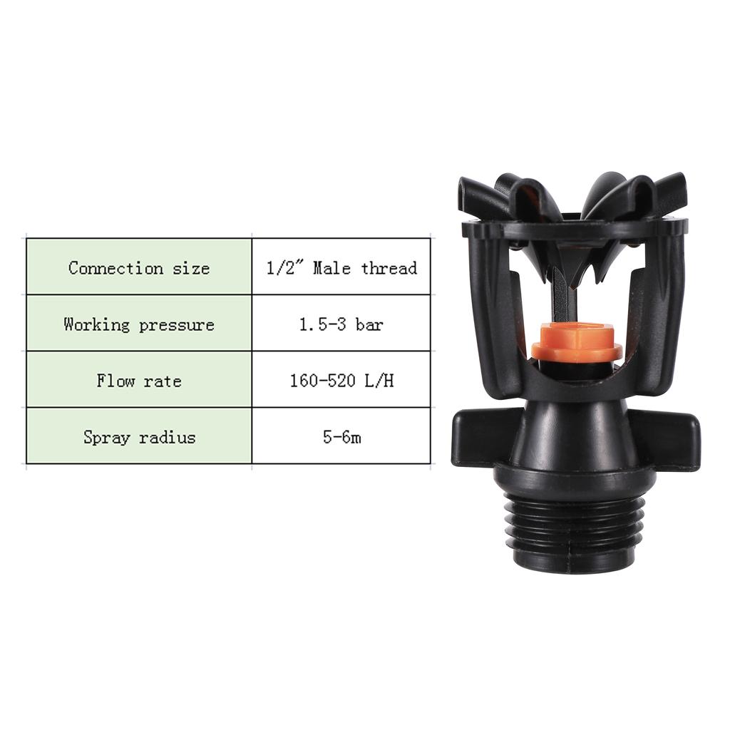 Farm Irrigation Sprinkler 1/2" Male Thread Nozzle 360 Degree Scattering Garden Lawn Rotating Sprinkler Watering Irrigation