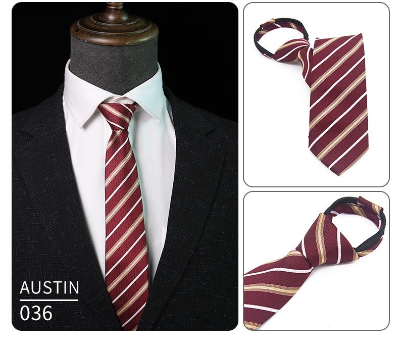 

Жаккардовый полосатый галстук из полиэстера и шелка на молнии для мужчин - Профессиональный и стильный банкетный аксессуар