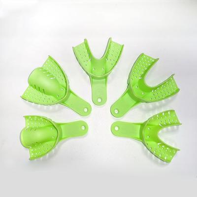 10 Piezas Cubeta de Impresión Dental Impresión Malla Materiales Plásticos Cubetas de Impresión Dental Tamaño Completo Verde Azul Herramientas de Laboratorio