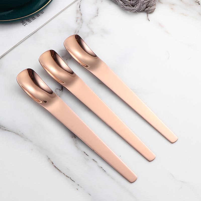 Stainless steel flat head spoon household dessert spoon dumpling spoon stuffing spoon long handle digging spoon ice cream cake spoon
