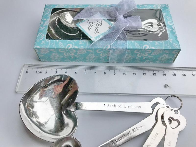 2025 One Set of Four Blue Box Measuring Spoon Stainless Steel Heart-shaped Measuring Spoon Love Heart Measuring Spoon Gift Set