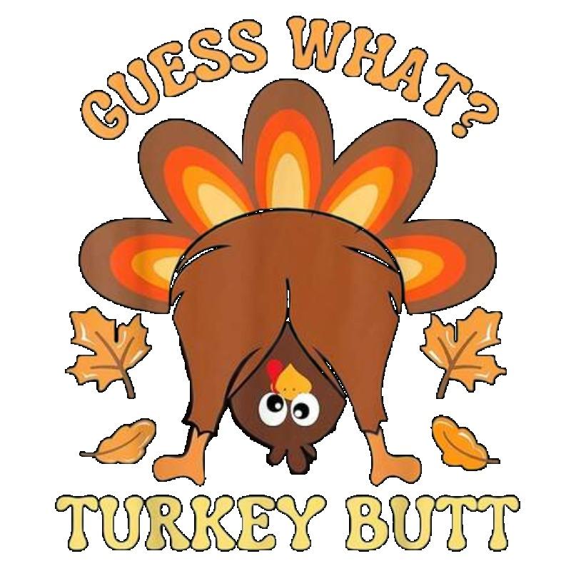 Schwarzes T-Shirt mit Truthahn-Hintern-Cartoon-Druck und Text Rate mal Truthahn-Hintern Thanksgiving-Thema Freizeitkleidung für Männer und Frauen