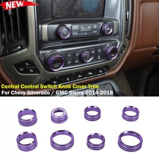 8X Purple Console Radio AC/Air Condition Switch Trim for Chevy Silverado 2014-18