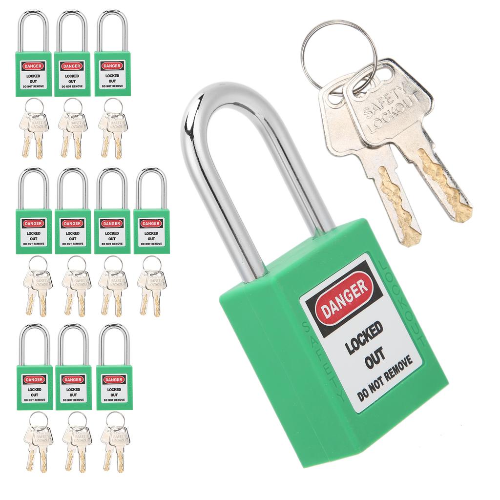 10Sets 38mm Lockout Tagout Lock Durable Nylon Isolation Design Corrosion Resistant Padlock with 20 Keys
