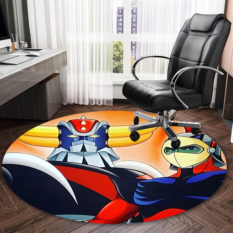1pc UFO Robot Grendizer9 Print Round Carpet Chair Round Carpet Suitable for Bedroom Living Room Home Decorative Carpet