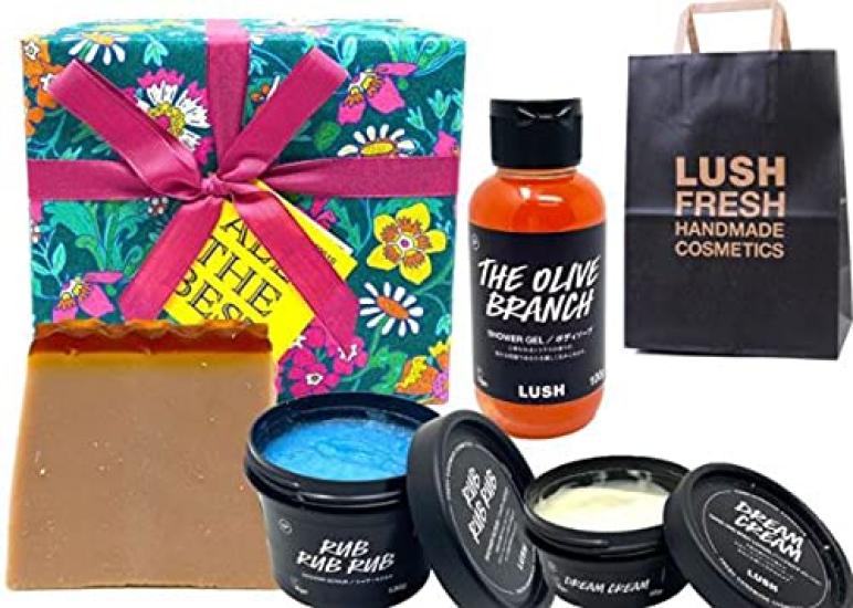 LUSH All the Best Gift Set Shower Assortment (Shopper Included) - Soap, Gel, Scrub, 4-Piece