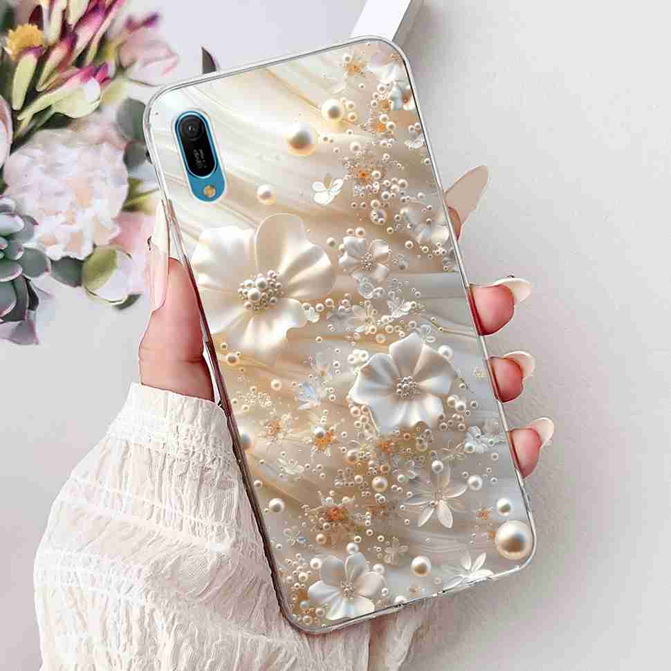 For Huawei Y6 Pro 2019 MRD-LX2 Case Fashion Flower Love Silicone TPU Shockproof Cover For Huawei Y6Pro Y16 pro 2019 Phone Cases