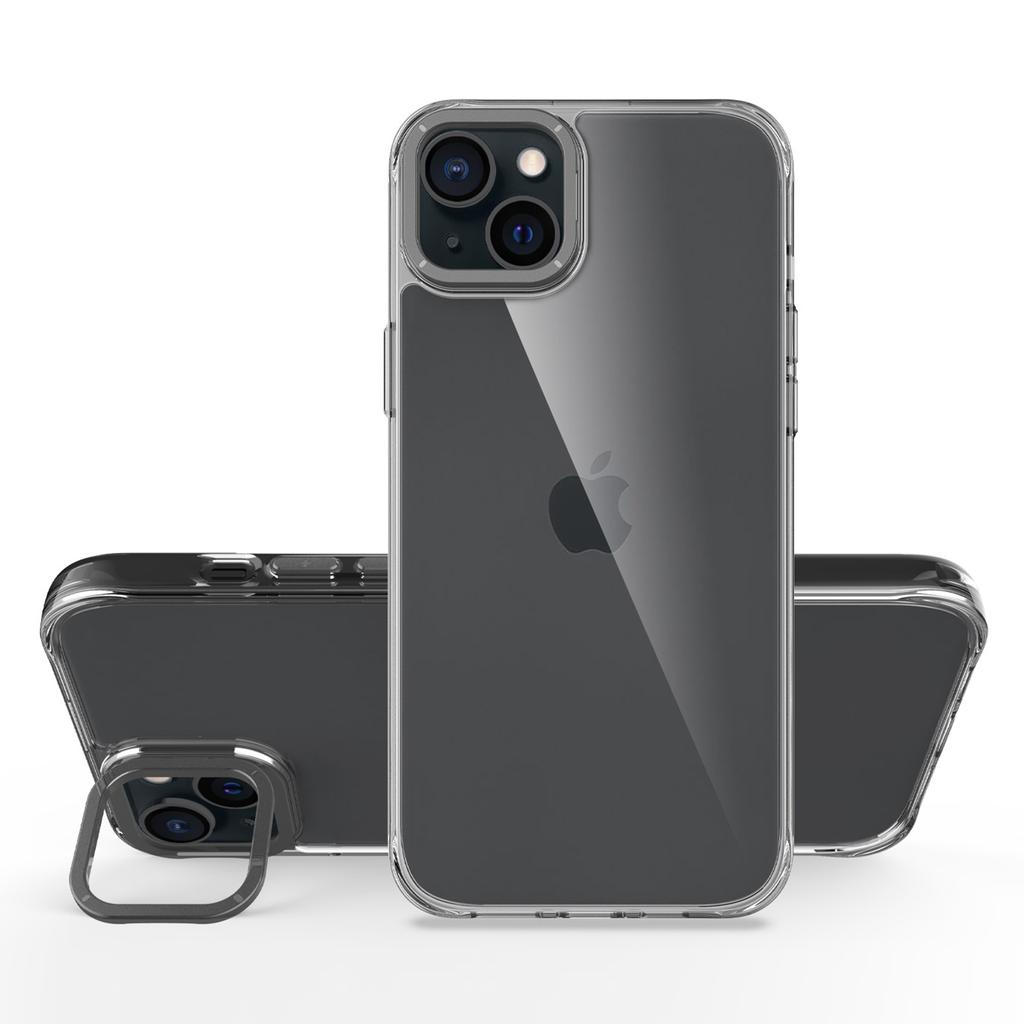 For iPhone 15 Case Shockproof TPU+PC Phone Back Cover with Metal Lens Kickstand