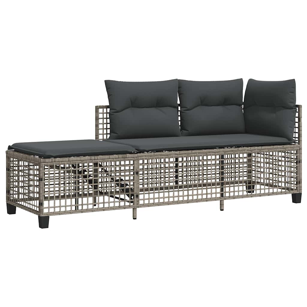3 Piece Garden Corner Sofa Set with Cushions Grey Poly Rattan