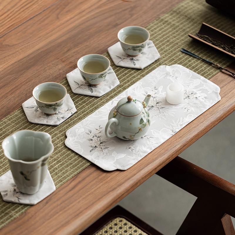 Chinese-style osmanthus tea banquet waterproof cotton and linen cloth Chinese-style tea table tea fabric tea table mat