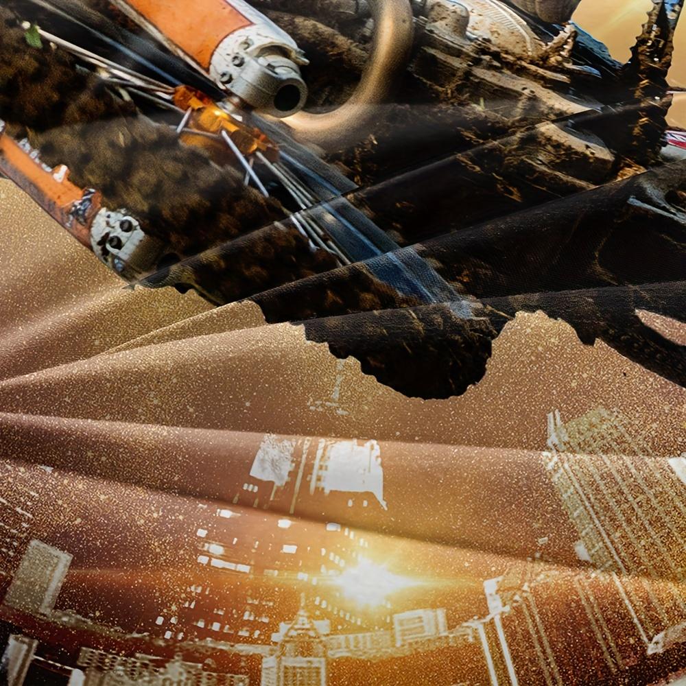 Polyester Fabric Duvet Cover Set Motorcycle Sports Competitive Print All Season Bedding Set Soft Breathable Duvet Cover