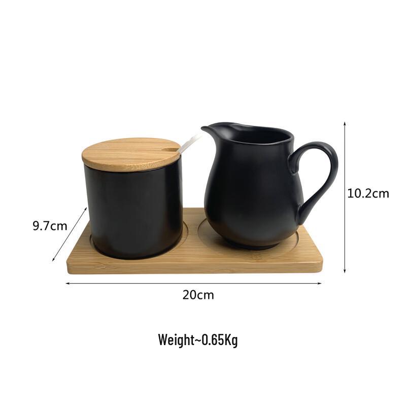 Матовый Черный Керамический Набор для Подачи Приправ и Соусов, 2 Предмета