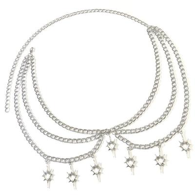 Metal Punk Style Waist Jewelry With Adjustable Chain And Heart Pendant For Unique Looks