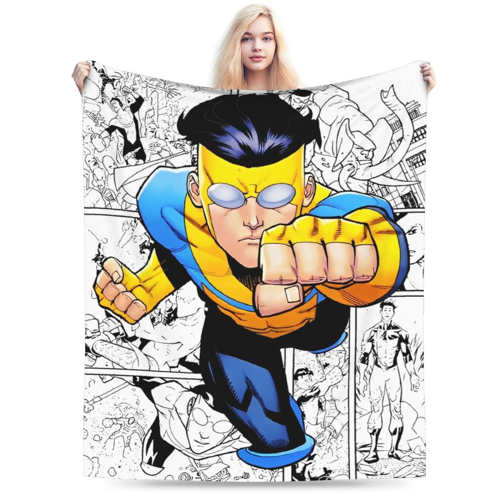 Invincible omniman amazing hero anime Blankets Super Soft Velvet Novelty Gift Throw Blanket Plush Thin Quilt