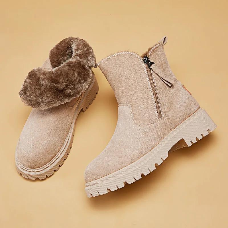 Móda 2024 Podzim Zima Nové Tkané Kozačky Všestranná Bavlněná Obuv Módní Teplé Plyšové Ležérní Sněhule Kotníkové Kozačky pro Ženy Botas Mujer