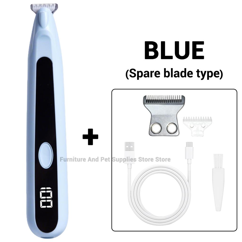 Pet Dog Electric Beauty Hair Trimmer with LED Light, Pet Foot Hair Electric Push Clipper, Silent Cat Facial Ear Foot Hip Shaver