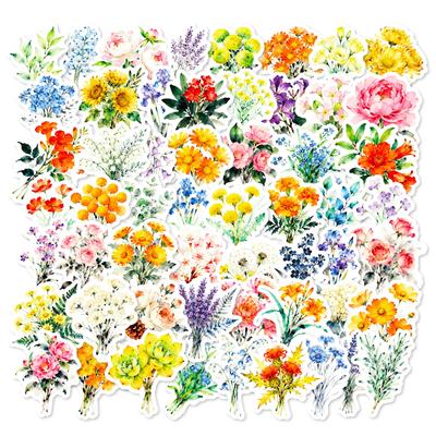 56 New Ink Wash Plants And Flowers Stickers Colorful Bouquet Patterns Handbook Diary Gentle Wind Decorative Stickers