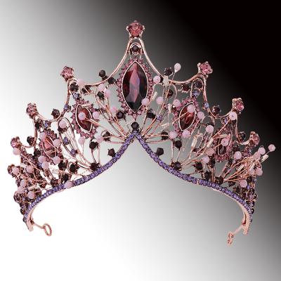 Splendide Tiare e Corone da Regina Reale in Cristallo Viola per Concorso di Bellezza, Ballo di Fine Anno, Principessa, Sposa, Matrimonio, Gioielli per Capelli, Accessori per la Testa