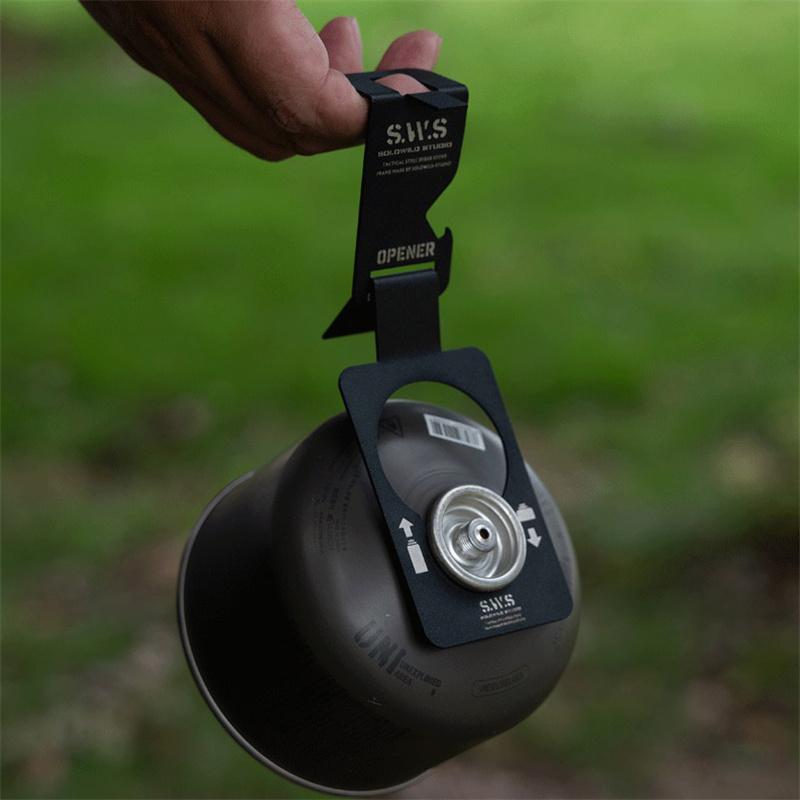 Závěsný háček na plynovou kartuši pro kempingový stůl IGT, nerezový klip pro zavěšení butanové plynové láhve, plynová klíčenka, příslušenství pro plynovou láhev