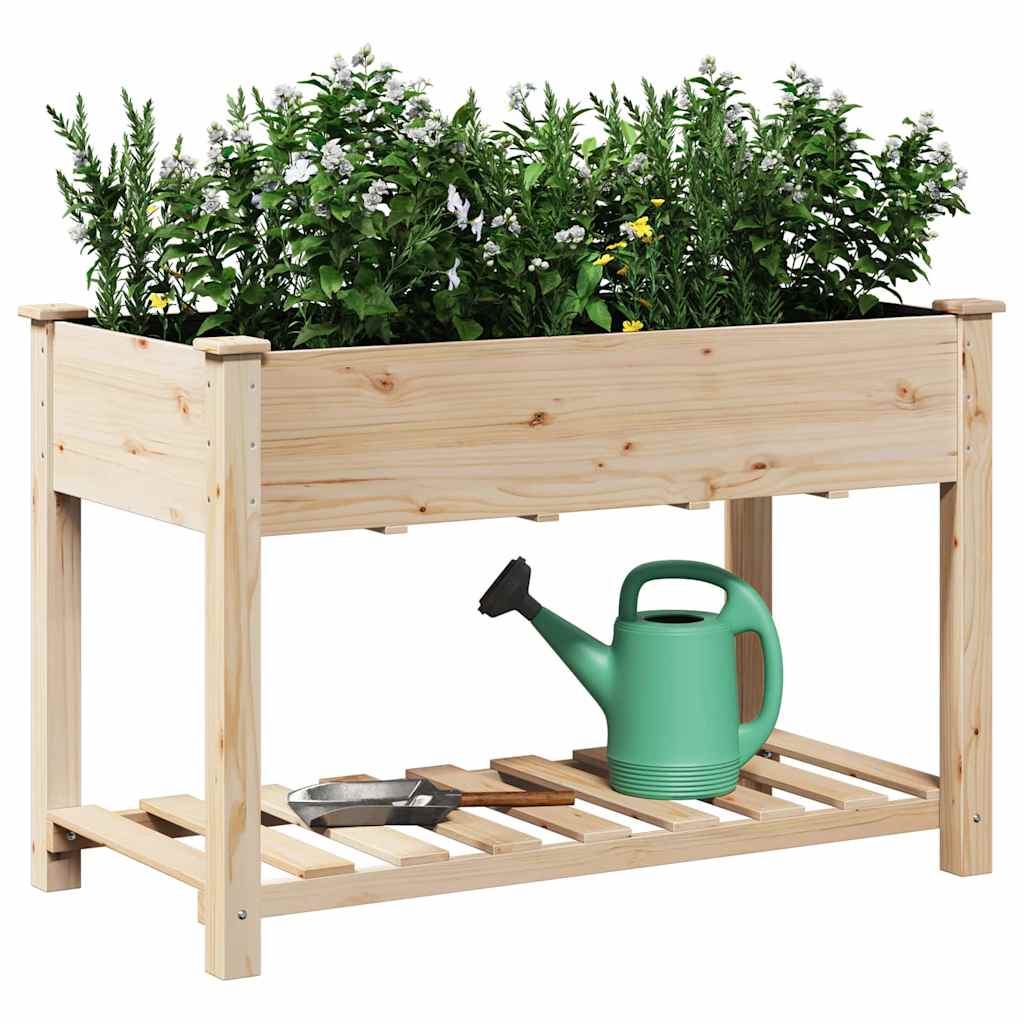 Garden Planter with Shelf Beige 115 x 59 x 76.5 cm