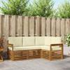 4 Piece Outdoor Sofa Set In Natural and Cream Colors Solid Acacia Wood