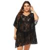 Robe de plage en dentelle pour femmes, grande taille, Sexy, ajouré, transparente, col en v, fendue, Cover-Up pour les maillots de bain