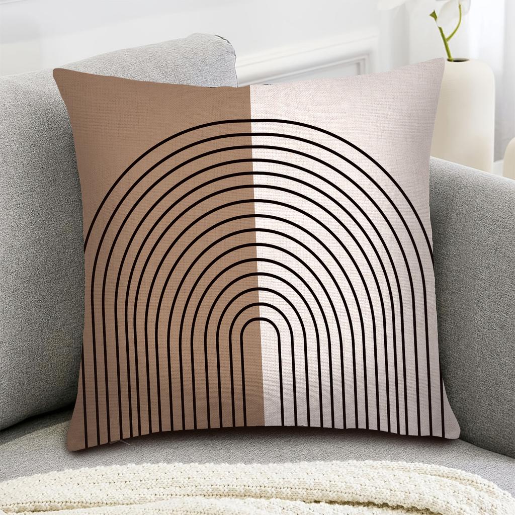 1pc Bohemian Minimalist Abstract Shaped Pillow, 18x18 Inches, Linen Pillowcase