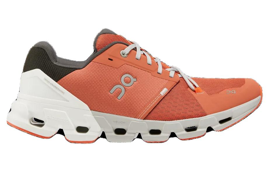 On Cloudflyer 4 Amorti Bas Chaussures de Course Homme Orange Blanc 71.98396