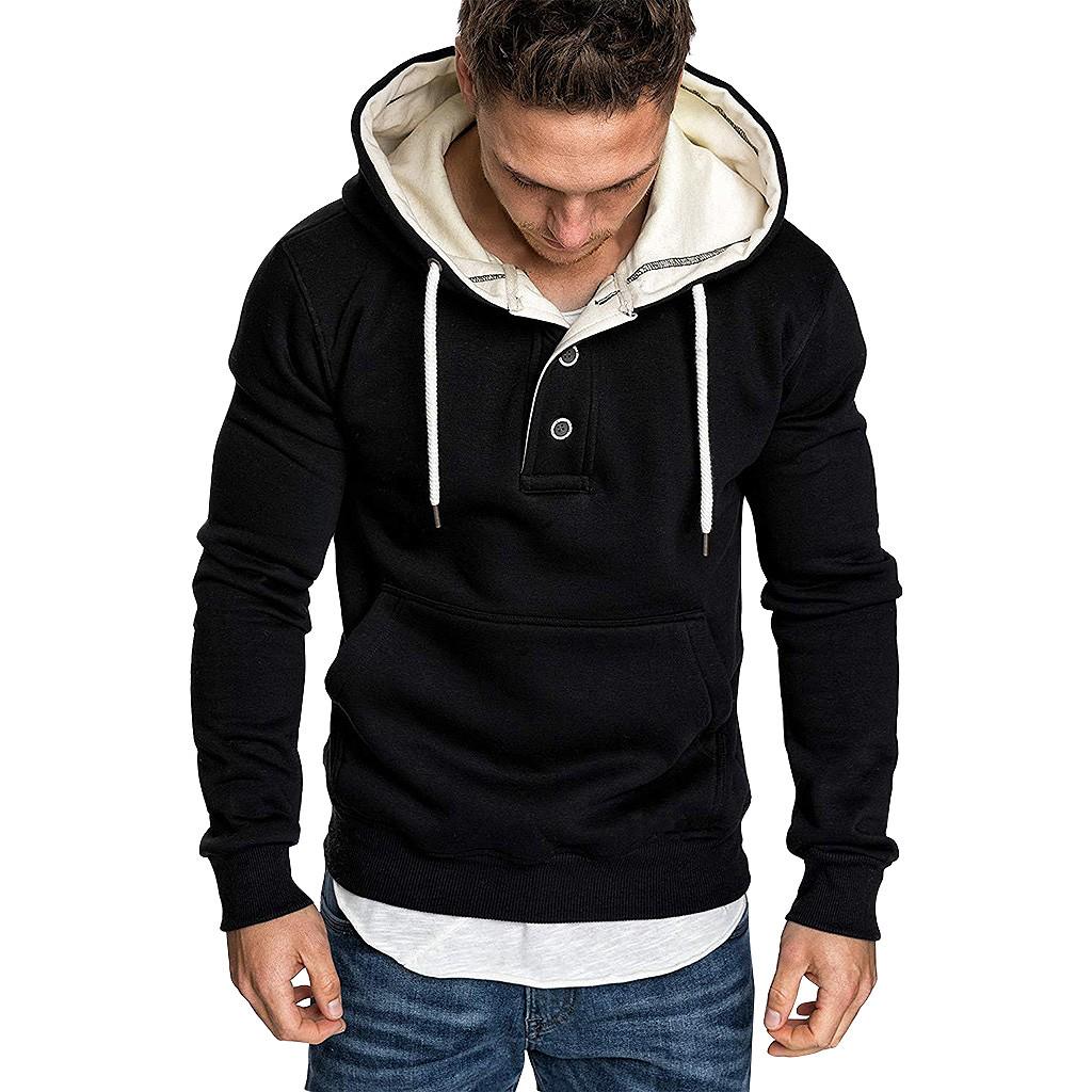 Men's  Spring Solid Color Long Sleeve Hoodies Sweatershirt Tops Shirt