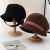 Corduroy Bucket Hat Women's New Autumn and Winter Retro Versatile Big Head Circumference Beret Showing Washbasin Hat
