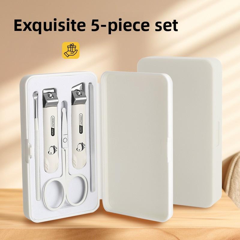New Dopamine 5-Piece Manicure Set Stainless Steel Beveled Flat Nose Anti-Splash Nail Clippers for Professional Home Use