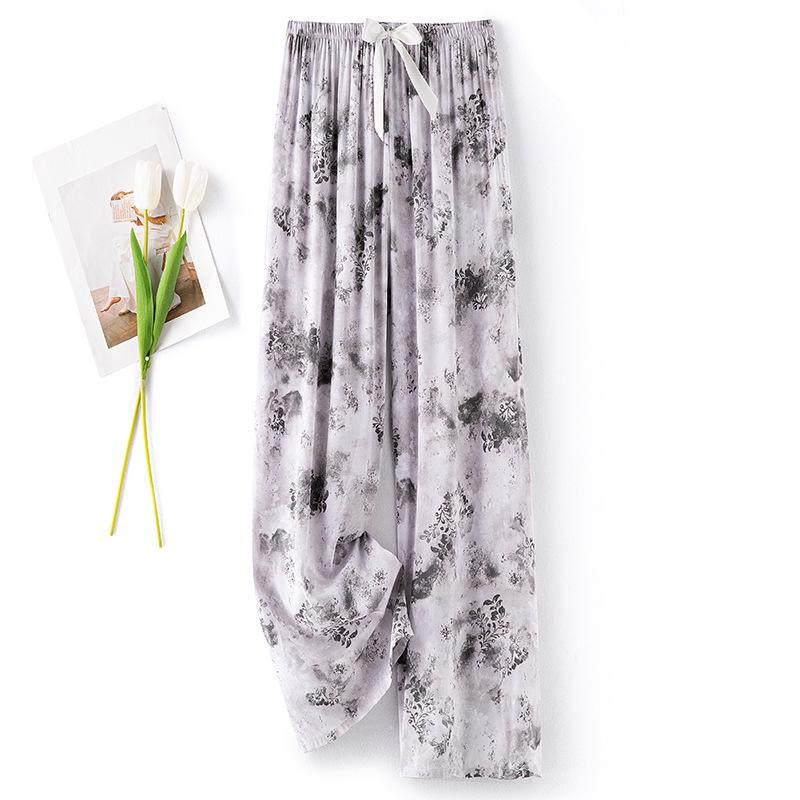 

Женские пижамные брюки широкие из хлопка и шелка: Легкие, дышащие, длиной до девяти точек, подходят для весны, лета, осени или для отдыха дома. One Size