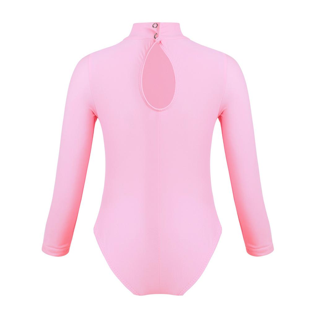 Girls Basic Long Sleeve Ballet Dance Gymnastics Training Leotard Jumpsuit Unitard Tights Dancewear Bodycon Bodysuit
