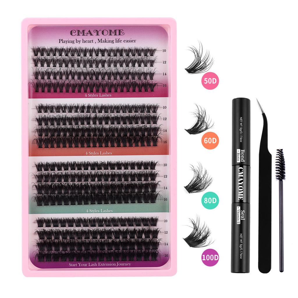 320 Büsche D Song Einzelbüsche Falsche Wimpern Natürlich Dick DIY Segmentiertes Grafting Mehrhaarige Wimpern