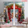 2pcs,2D Plane Printing Curtain Popular Home of Father Christmas (2) Polyester Fabric (without Rod) All Seasons for Living Room,