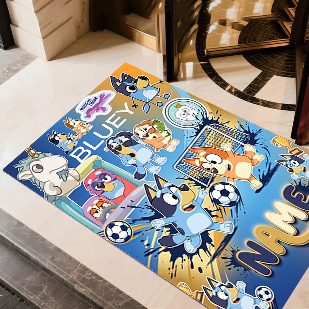 Bluey's Adventure World Customize Text Carpet Perfect for Hallway Balcony Study room Playrooms Anti-slip Rug Office home decor