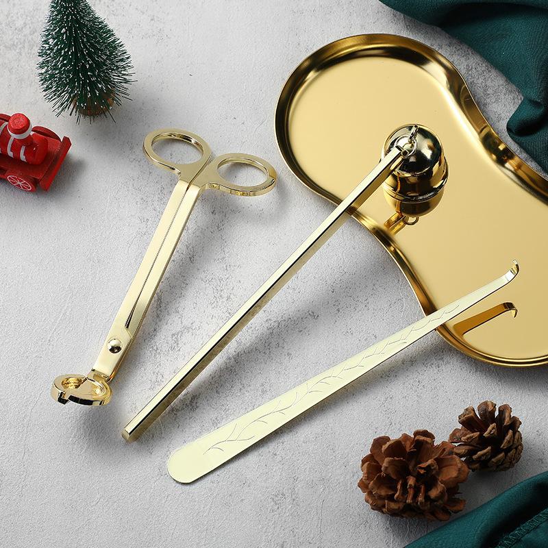 Candle Care Kit Stainless Steel Candle Wick Trimmer Cutter Snuffer Dipper 4Pcs Rose Gold