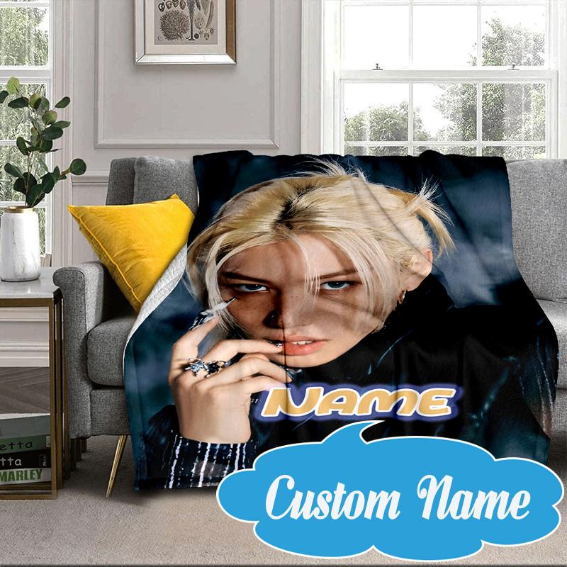 Custom Name K-pop Idol Collage Blanket bed sofa Blanket Flannel Blanket for Camping, Hiking, Picnic Essentials,gift for Fan family
