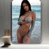 Letrero Metálico de Arte Bikini Playa 8x12 Decoración de Pared Junto a la Piscina Hogar Costero